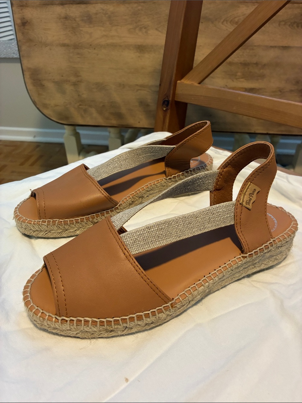Women’s Tan Espadrille Slingback Sandals with Elastic Strap
